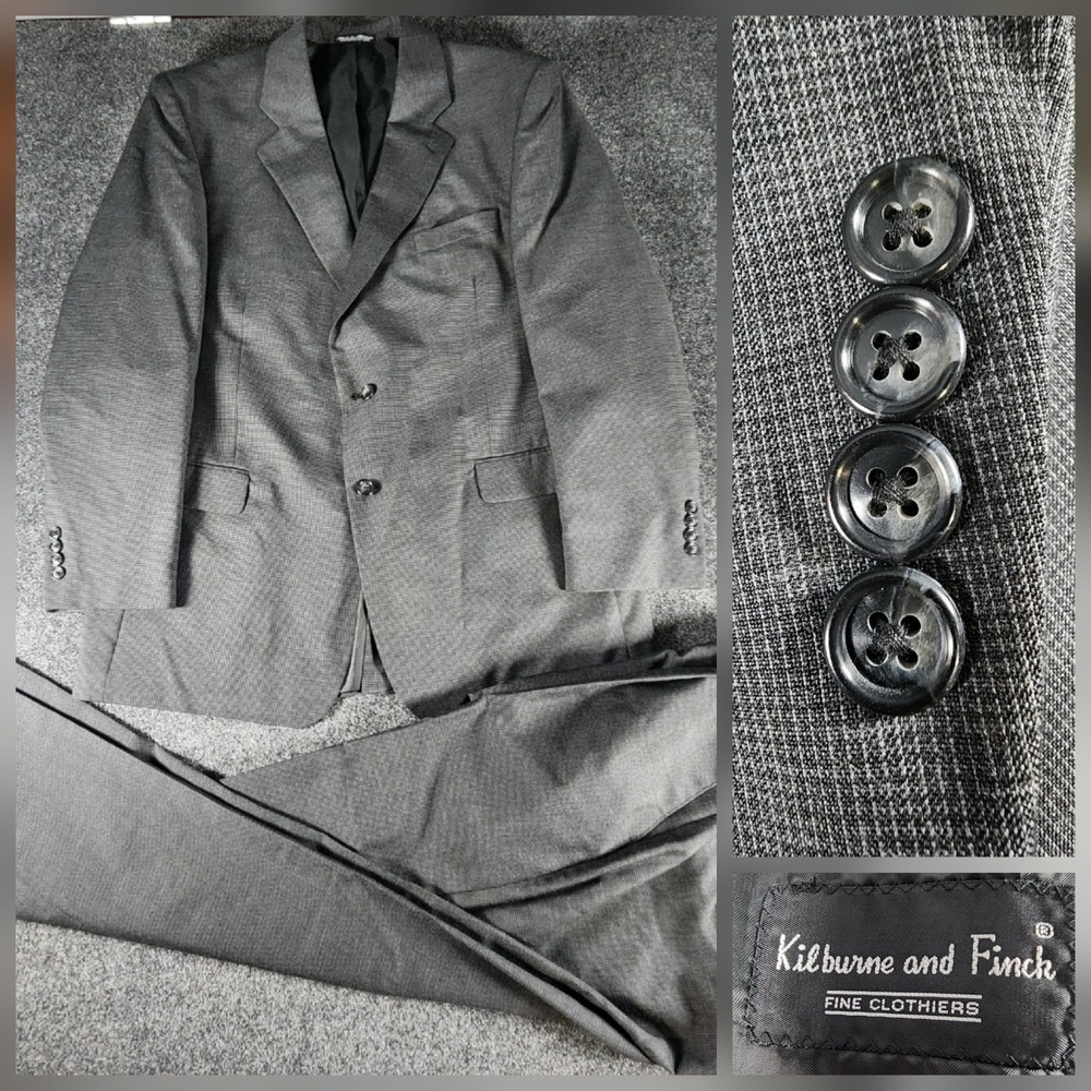 Kilburne &‎ Finch Wool Tweed Woven 2 Piece Suit  Men's 44L Pants 39x30 Business
